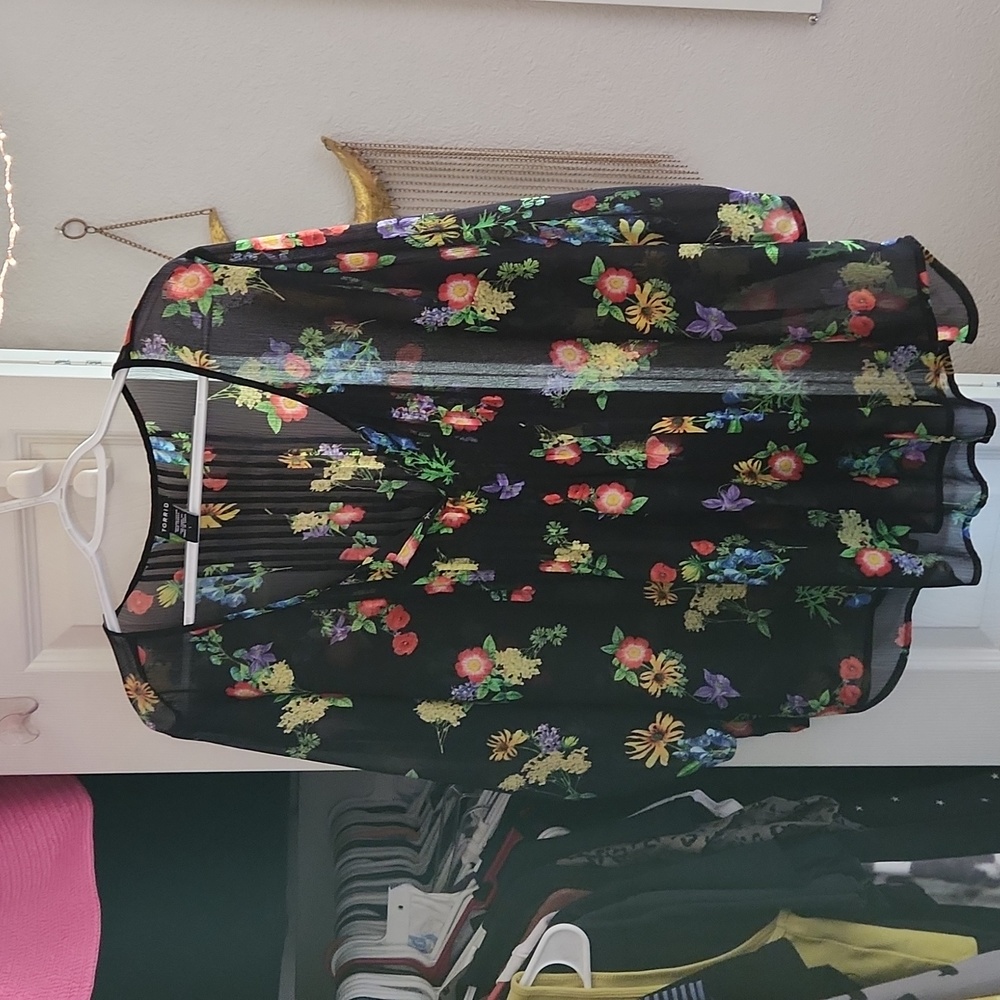 Torrid Sheer Black Floral Blouse